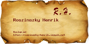 Roszinszky Henrik névjegykártya