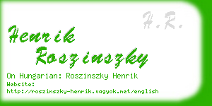 henrik roszinszky business card